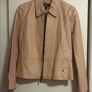 Black Rivet Leather Moto Women's light pink large Leather Jacket with pockets